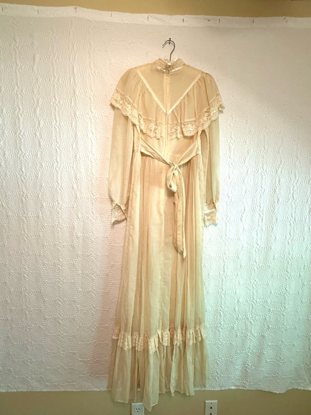 Gunne Sax Vintage Lace Trim Maxi Wedding Dress - Picture 9 of 16